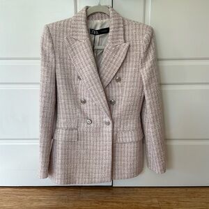 BNWT Zara pink tweed blazer, size small